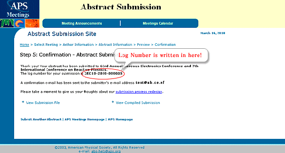 The last 6 digits number of the APS proceedings submission